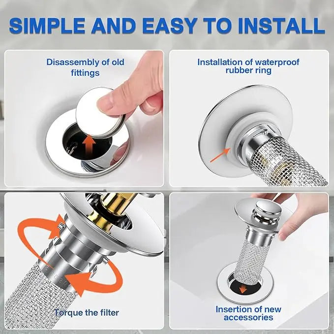 Pop-Up Bathroom Sink Drain Strainer
