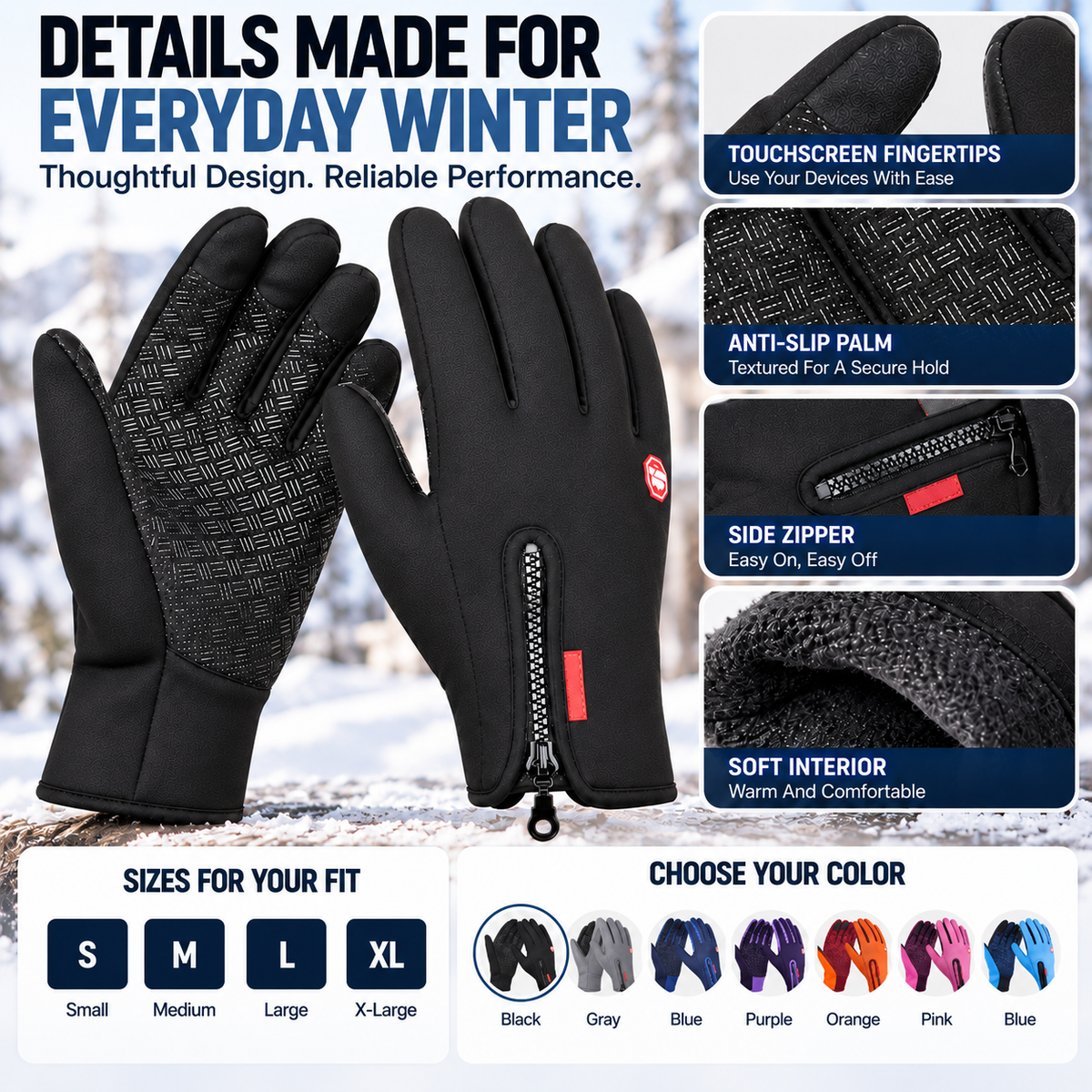 Waterproof Touchscreen Gloves for Outdoor Working