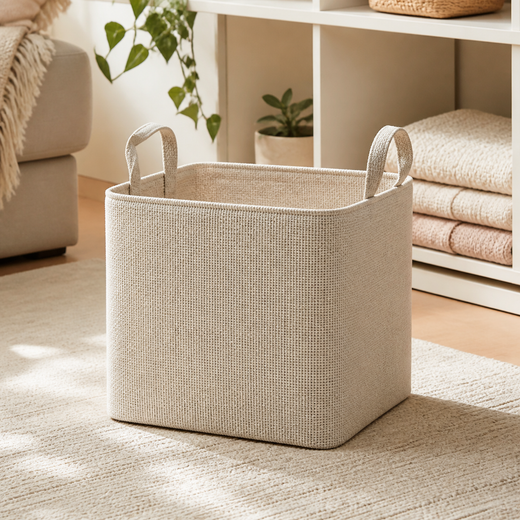 Cirevata Oatmeal Fabric Storage Bin